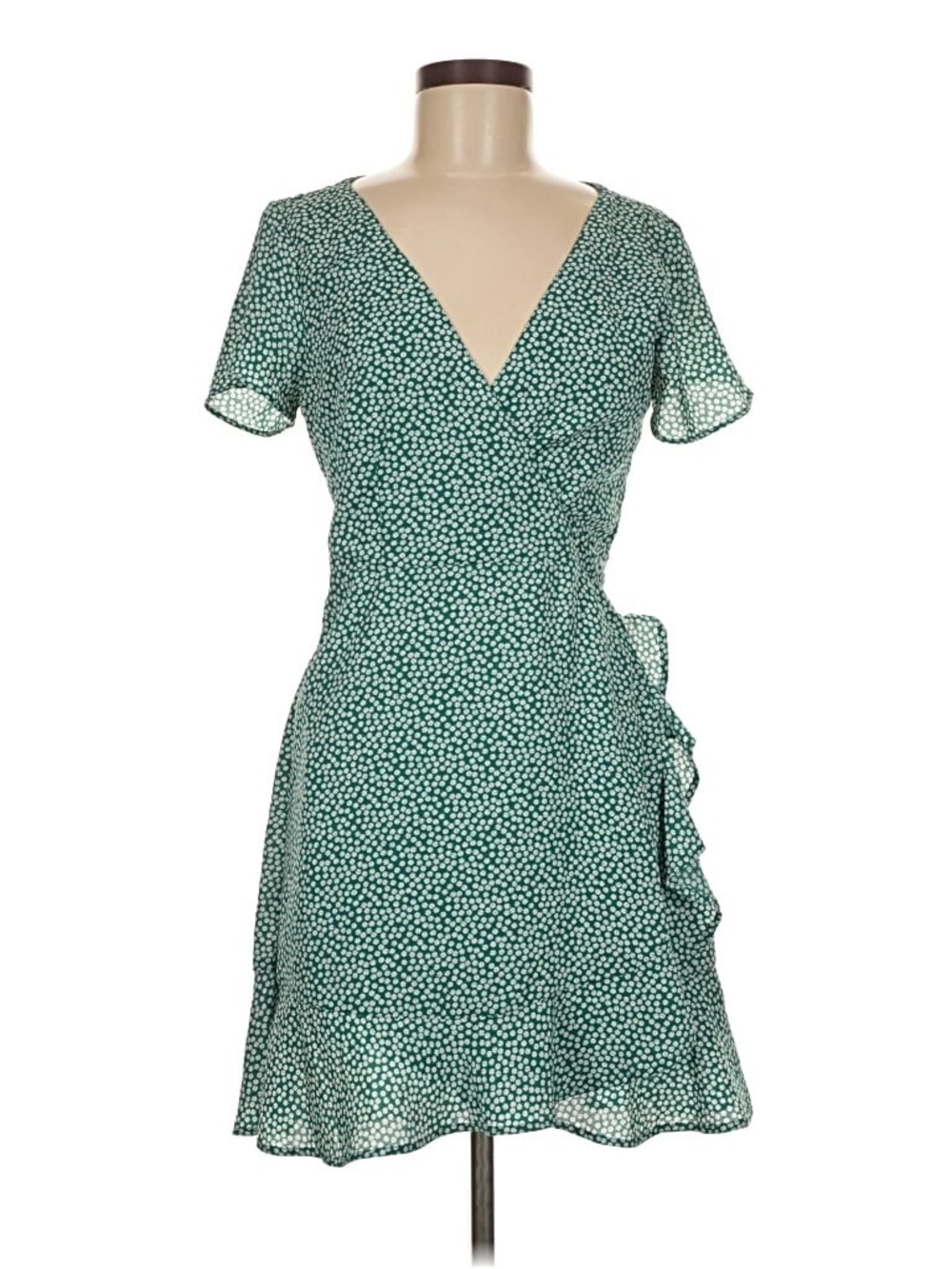 Green Floral Wrap Dress with V-Neck. Abercrombie and Fitch small